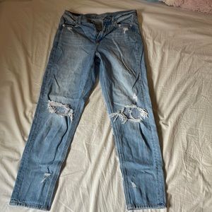 American Eagle Light Blue Ripped Mom Jeans